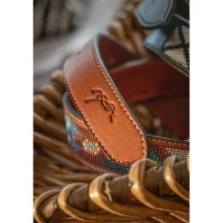 Ceinture Pearl - Cognac & turquoise