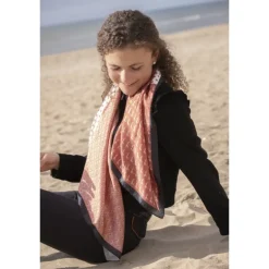 Foulard Mya - Ecru & Rouille