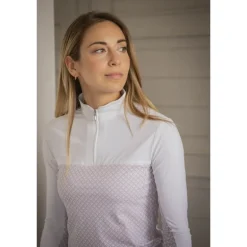 Polo de Concours Debbie Manches Longues - Blanc & Rose