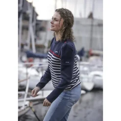 Pull SAINT JAMES x Pénélope Collections Maëlle - Marine Écru & Rouge