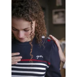 Pull SAINT JAMES x Pénélope Collections Maëlle - Marine Écru & Rouge