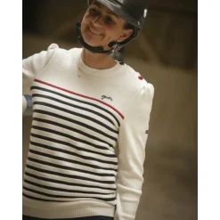 Pull SAINT JAMES x Pénélope Collections Maëlle - Écru Marine & Rouge